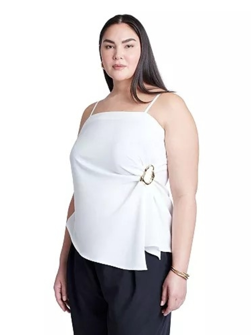 Eloquii White Tie-Detail Blouse NWT